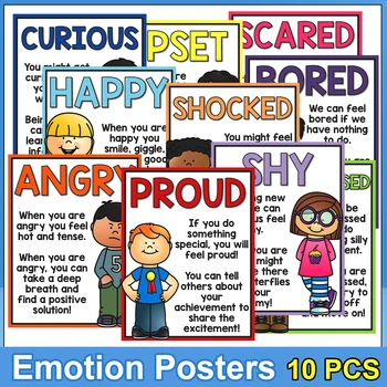 10 DB Érzelem Plakátok Osztályteremben Szoba Dekoráció Elrendezés gyerekek tanulási játékok, oktatási, Tanulási Plakátok A Falakon 21*29cm
