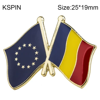 100 sokat EU & Románia Barátság Zászló Jelvény Lobogó Bross Nemzeti Zászlót Kitűző Nemzetközi Utazási Csapok XY0073-4