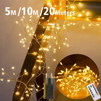 3M 100 LED Cluster Karácsonyi String Lámpák, Kültéri Dekoráció, Fedett Kerti Fa Plug Esküvői 220V 10M Ünnepi Parti Világítás