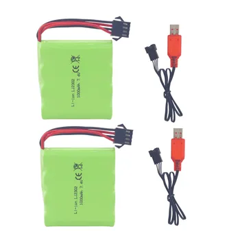 7.4 V 1000mAh SM-4P Plug Lítium Akkumulátor Töltés USB Kábel DE36W DE65 NEM.1809-ben az RC Játék Off-Road Autó, Hegymászás Jármű