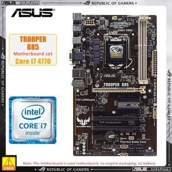 ASUS KATONA B85+I7 4790 processzor LGA 1150 Alaplap készlet 2 x DDR3 16GB Intel B85 PCI-E 3.0 4×SATA III USB3.0 VGA ATX