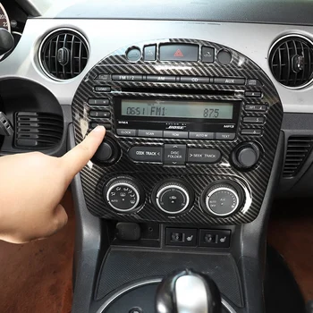 Autó Szénszálas ABS Autó Központi Irányítás klímaberendezés CD Control Panel Fedél Trim Matricák A Mazda MX-5 09-14