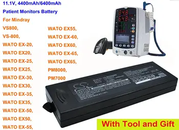 GreenBattey 4400mAh/6400mAh Beteg Monitor Akkumulátor Mindray WATO EX50, EX-60, EX60, EX-65, EX65, PM8000, PM7000
