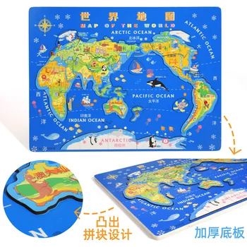 Játékok, Rejtvények Kína térkép puzzle világ térkép puzzle fa kirakós korai oktatás gyermek puzzle játék földrajzi megismerés játék