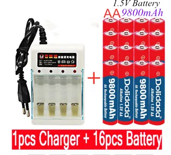 Neue Marke AA akku 9800mAh 1,5 V Neue Alkalischer batery für led licht spielzeug mp3 Kostenloser versand ladegerät