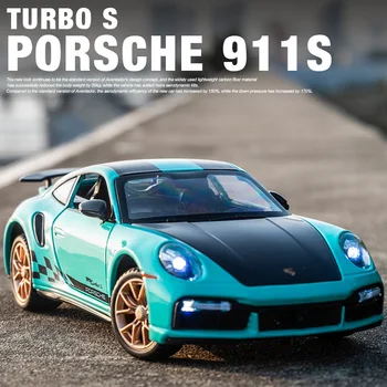 1:24 Porsche 911 TURBO S TARGA Alufelni Sport Autó Modell Diecasts Szimuláció Fém Játék Autó Modell Hang, Fény Gyűjteménye Gyerekek Ajándék