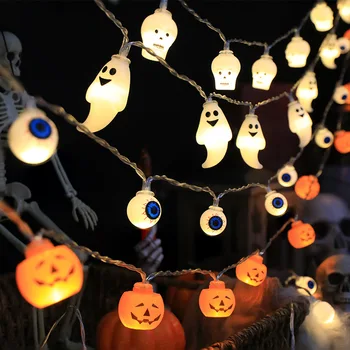 1,5 M Halloween Led Tök Bat Szellem String Lámpa Lóg Halloween Party Horror Dekoráció Elemes String Fények