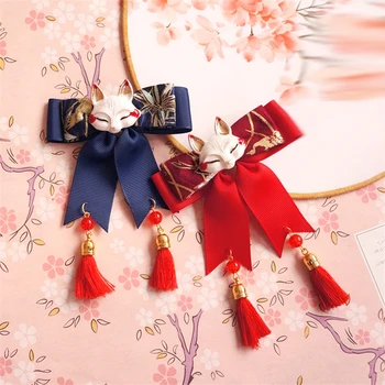 1 pár Japán Ősi Stílus Hanfu Fejdísz Bowknot hajcsat Aranyos Tassel Hajtű Nők Lány Karácsonyi Ajándék Új