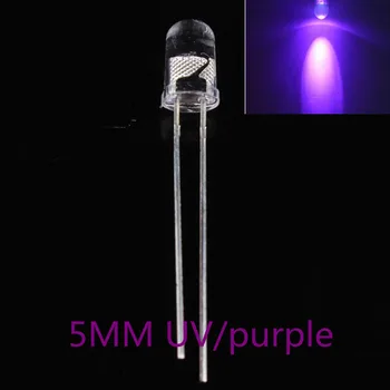 100-AS Szuper Okos 5mm Kör UV/ Lila Led-Fénykibocsátó Dióda F5 LED DIY fények