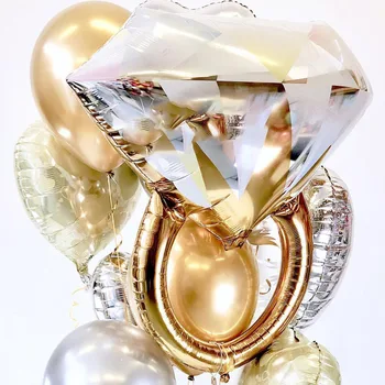 1db 68*60cm Gyémánt Gyűrű Léggömb Héliumos Fólia Lufi Esküvőre, Valentin Nap Dekoráció Parti Lufi Mariage Kellékek