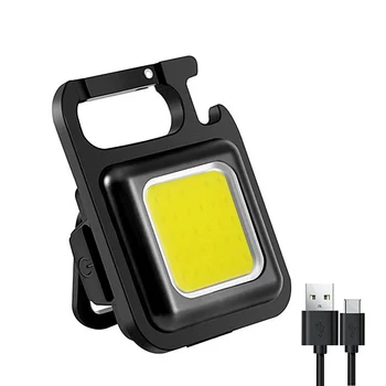 1db Mini LED-Zseblámpa USB Újratölthető LED Lámpa Kulcstartó Dugóhúzó Munka Könnyű Kis Zseb Lámpa Kültéri Kempingezni, Horgászni