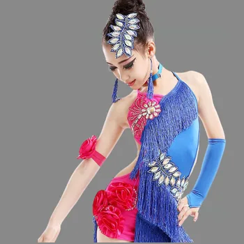 1db/sok gyermek tassel latin tánc ruha a lány szexi pántos latin, modern tánc, ruha, szoknya, külterületen ruha béren kívüli szoknya