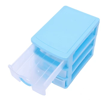 3X Mini Áttetsző Fiókban Típusú Műanyag Tároló Doboz(Kék 3 Réteg)