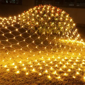 3x2/6x4M LED String Karácsonyi Nettó Fények Karácsonyi Koszorú Háló Tündér Táj Fény Kert Utca Esküvői Karácsonyi Dekoráció Lámpa
