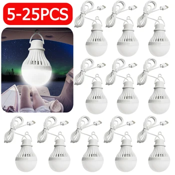 5-25 USB Izzó LED Hordozható Kemping Lámpás, 5W/7W Izzó Kis Könyv Lámpa Fény Kapcsoló Gomb Haza Sürgősségi Este Lámpa