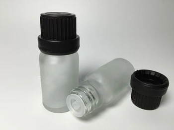 50pcs 10ml félig átlátszó üveg illóolaj üres palack fekete sapkák/matt üveg