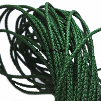 5m/sok kb: 3 mm zöld Kerek Fonott Bőr Kábel Karkötő Nyaklánc Magas Minőségű Kötelet Ékszerek Készítése DIY Szál kábel