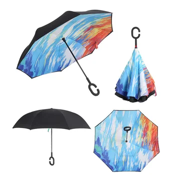 7 Szín Pongee Alumínium Ötvözetből Készült Cső Szélálló Fordított Esernyő Eső Nők Napvédő Gyermekek Női Fordított Esernyő Hosszú