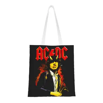 A Heavy Metal Rock And Roll Bevásárlás Tote Bags Nők Ausztrál Rock Music az AC / DC Vászon Vásárló Váll táska Kézitáska