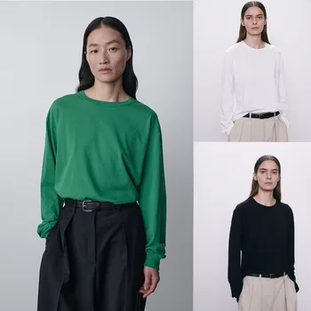 A nők Maximum 2022 Őszi-Téli Modellek Többszínű Egyszerű Pulóver Hosszú Ujjú Divat Laza egyszínű Tshirt