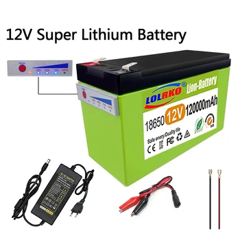 Akkumulátor 12V 120Ah 18650 lítium akkumulátor alkalmas a napenergia elektromos jármű akkumulátor kijelző+12V3A töltő