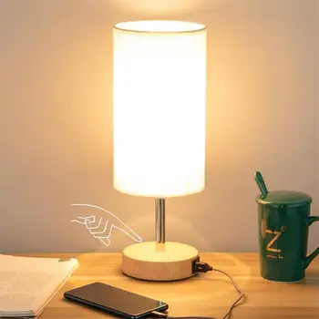 Asztali Lámpa Hálószoba Éjjeli Egyszerű, Kreatív Érintés Tompítása erezetű, Szín, USB Töltő Port Led Kis asztali Lámpa