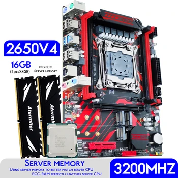 Atermiter X99 D4 Alaplap Szett Xeon E5 2650 V4 PROCESSZOR LGA 2011-3 Processzor DDR4 16 gb-os ( 2 X 8GB ) 3200MHz RAM Memória REG ECC
