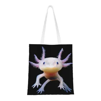 Axolotl Szalamandra Kétéltű Mexikói Séta Hal Zöldséges Táska Vászon Vásárló Váll Tote Bags Relaxolotl Táska