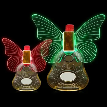 Az RGB Változtatható LED Stroboszkóp Baton borosüveg Topper Ragyogó Pillangó Szárny Fény, Buli, Bár Pezsgő Csillagszóró Villog a Fény