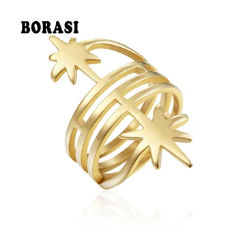 BORASI Új Érkezés Európa Design Korona Két Szív Gyűrű A Nők, Eljegyzési Gyűrű, Arany Színű Divat Ékszer Esküvő Márka Új