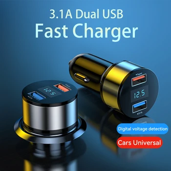 Dual USB 66W 3.1 EGY Mini Gyors Autós Töltő QC3.0 Adapter Feszültség Monitor Gyors Töltés GPS Az iPhone Xiaomi Samsung Huawei