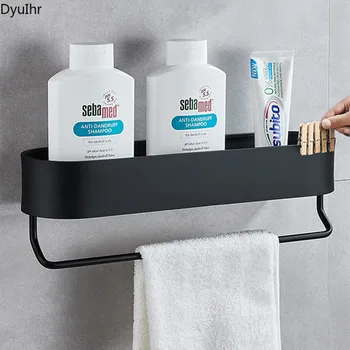 DyuIhr Európai stílusú fali, fekete fürdőszoba polc vízálló, erős teherbírás törülközőtartó fürdőszoba kiegészítők
