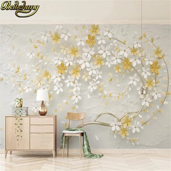 Egyéni Virág mintás arany fa, tapéta a nappaliban papírt parede háttérben, tapéta festés, tapéta fali dekoráció