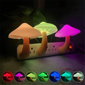 EU-US Plug Mini Smart Gomba Este Lámpa & fényérzékelő színváltó Kreatív Éjjeli Dekoráció Gyerekeknek,Felnőtteknek