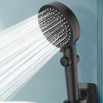 Fekete Kézi zuhanyfej 5 Mód Állítható a öntisztító Fúvóka Csapadék Showe Fejét, Fürdőszoba Kiegészítők