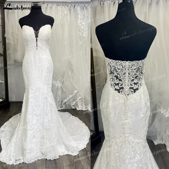 Gyönyörű Újszerű Esküvői Ruhák 2023 Csipke Sellő Esküvői Ruha Appliqués Egyedi vestido de casamento