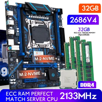 HUANANZHI QD4 X99 Alaplap combo kit meghatározott XEON E5 2686 V4 2133MHz 32GB (4*8G) DDR4 REG ECC Szerver Memória NVME NGFF USB3.0