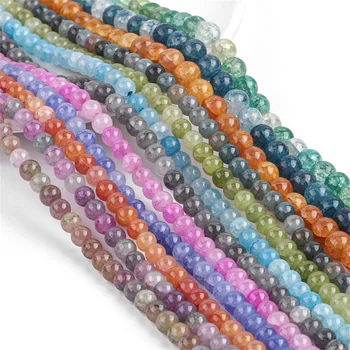 Ins Népszerű üveg gyöngyökkel Természetes kő, gyöngy Jég osztott gyöngy ékszerek készítése DIY karkötő, nyaklánc 8 mm-es