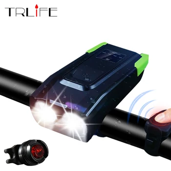 Intelligens Fényszóró USB Újratölthető Kerékpár Első Lámpa Set 4000mAh Indukciós Motor fény Horn LED Kerékpár Lámpa Ciklus kerékpár Lámpa