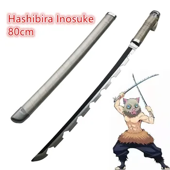 Kimetsu nem Yaiba Kard, Fegyver Démon Vadász Hashibira Inosuke Cosplay Kard 1:1 Anime Ninja Kés fa játék 80cm