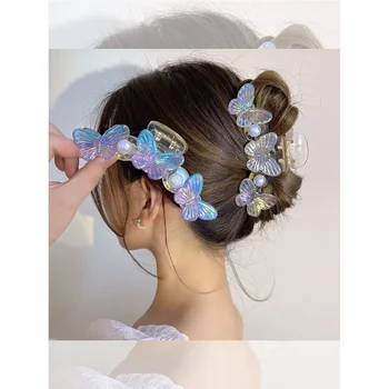 Koreai Pillangó Haj Karom Nőknek Édes Tündér hajcsat Lányok Tie-Dye Színes Hairgrips Temperamentum Haj Kiegészítők