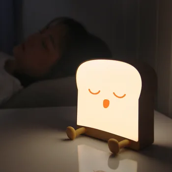 LED kenyérsütő Éjszakai Fény USB Töltés Tompítása Pirítós Lámpa Hálószoba Gyerekek Időzítés Alszik Lámpák Szórakoztató Kapcsoló Hangulat Fény