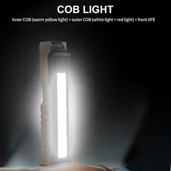 LED Világítás Kézi Elemlámpa Összecsukható COB Fények USB Újratölthető Reflektorok Kültéri Kemping Lámpa Mágnes vészvilágítás