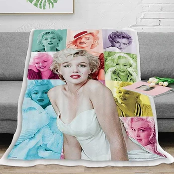 Marilyn Monroe 3D Flanel Takaró Dobja Puha Plüss Puha, Könnyű, Meleg, lakberendezés Hálószoba Kanapé Kanapé Divat Ajándék