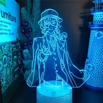 NAKAHARA CHUUYA BUNGO KÓBOR KUTYÁK 3D-s LED-es Éjszakai Fény, USB Powered Gyermekek Légkör asztali Lámpa Gyerek Ajándék Anime Room Decor WT