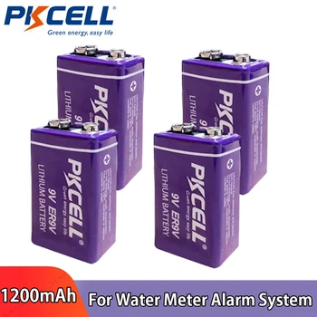 PKCELL 4DB 1200mAh ER9V Akkumulátor 100% Eredeti 9V Lithium Akkumulátorok Egyszeri Használatra a vízmérő Játék Smoke Alarm Monitoring Rendszer
