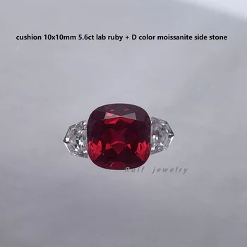 Ruif Párna 10x10mm Labor Felnőtt Zafír, illetve Ruby D szín Moissanite Drágakő Meghatározott Gyűrű Design