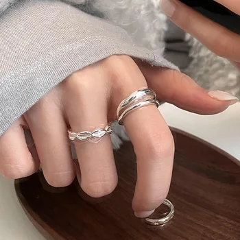 Régi Gótikus Geometriai Gyűrűk A Nők, Rozsdamentes Acél, Ezüst Színű, Szabálytalan Gyűrű Koreai Divat Esküvői Pár Ékszer Ajándék