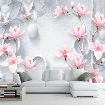 Saját háttérképet, friss, elegáns 3d обои dombornyomott magnolia virág, ékszerek TV háttér fal nappali, hálószoba, 3d háttérképek