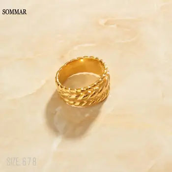 SOMMAR Forró Új 18KGP aranyozott méret 6 7 8 a nők Eljegyzési gyűrűk Széles Szál Csavar, Gyűrű árak euróban Ajándék